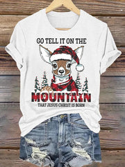 Go Tell Him Christmas Printed Round Neck Short Sleeve T-Shirt