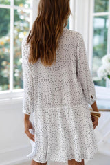 Casual Polka Dot Asymmetric Beach Shirt Dress