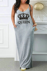 Letter & Crown Graphic Slant Pocket Cami Dress