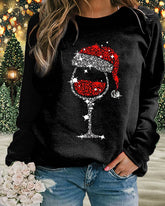 Christmas Red Wine Glass Print Top