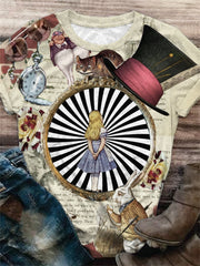 Illustration Printed Round Neck T-Shirt