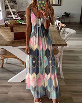 Geo Print Cami Maxi Dress