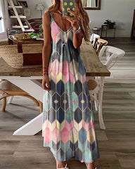 Geo Print Cami Maxi Dress