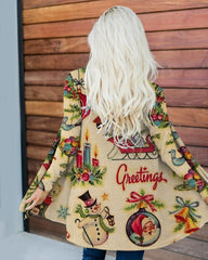 Retro Christmas Santa Claus V-neck Swing Dress