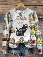 Meowy Catmas * Humour * Puns * Christmas Print Casual Sweatshirt