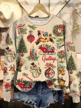 Christmas Retro Old Fashion Vintage Scenes Print Casual Hoodie Sweatshirt