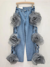 3D Flower Denim Pants