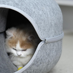 Felt Cat Donut Tunnel Bed
