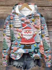 Christmas Pink Santa Print Sweatshirt