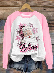 Christmas Santa Believe Print Sweatshirt
