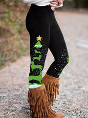 Christmas Dachshund Print Leggings