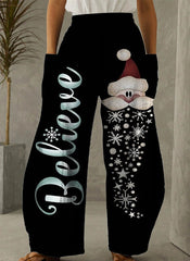 Christmas Santa Claus Print Casual Pants - 1