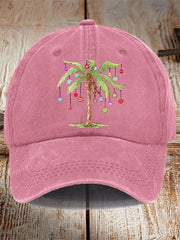 Unisex Distressed Washed Cotton Christmas Palm Tree Hot Spot Hat