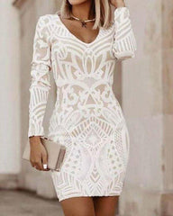 Solid Lace Trim Form Fitted Mini Dress
