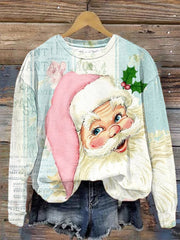 Christmas Retro Vintage Santa Print Sweatshirt