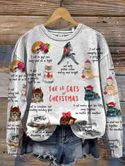 12 Days Of Christmas Gifts For Cat Lovers Print Casual Sweatshirt