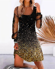 Sexy Printed Panel Mesh Dress