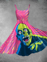 Women's Vintage More Brains Halloween Print Two-Piece Dress