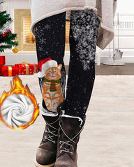 Christmas Cute Cat Warm Fleece Leggings