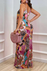 Allover Print Pocket Side Cami Maxi Dress