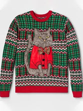 Christmas Ugly Cat Knitted Christmas Sweater