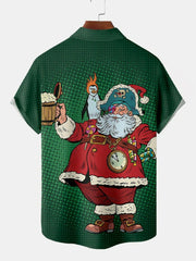 Christmas Elements Pirate Santa Claus Printing Short Sleeve Shirt