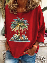 Christmas Palm Tree Holiday Print Casual Sweatshirt