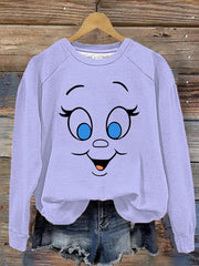 Christmas Cartoon Cindy Lou Who Face Print Sweatshirt
