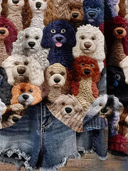 Funny Dog Art Print Knit Pullover Sweater