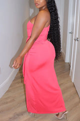 Wrap Asymmetrical Hem Tie Front Maxi Dress