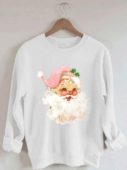 🔥Christmas Pink Santa Print Sweatshirt