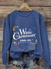 Women'S White Christmas Print Casual Sweatshirt