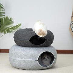 Felt Cat Donut Tunnel Bed