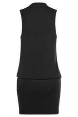Wrap Buckle Detail Draped Side Sleeveless Dress