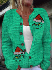 Casual Vintage Knitted Christmas Cardigan