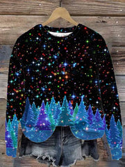 Christmas Tree Glitter Print Long Sleeve Sweatshirt