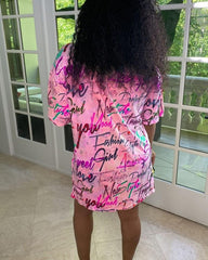 Figure & Digital Floral Print Loose Casual Maxi Dress