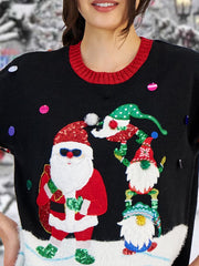 Women Christmas Print Casual Round Neck Sweater