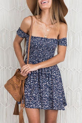 Floral Off Shoulder Fit Flare Dress