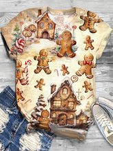 Christmas Gingerbread Man Print T-Shirt