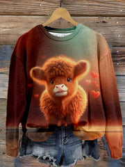 Heart Baby Highland Cow Long Sleeve Top