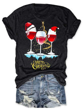 Wine Simple Christmas Print Casual T-Shirt