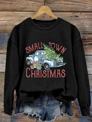Small Town Christmas Print Crewneck Sweatshirt