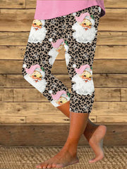 Vintage Santa Leopard Print Leggings