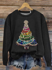Rainbow Christmas Tree Art Printed Sweatshirt