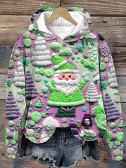Christmas Pink Santa Print Sweatshirt