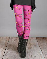 Pink Christmas Lights Leggings