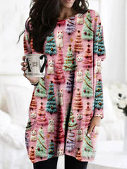 Christmas Tree Cute Cat 3D Print Tunic