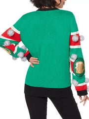 Christmas Ah, I Need To Drink Beer All Day Print Casual Sweatshirt