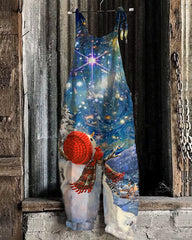 Christmas Snowman Print Jumpsuit